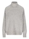 Vanisé Ribbed Turtleneck Cashmere Sweater In Gray