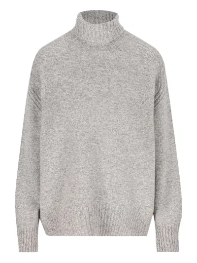 Vanisé Ribbed Turtleneck Cashmere Sweater In Gray