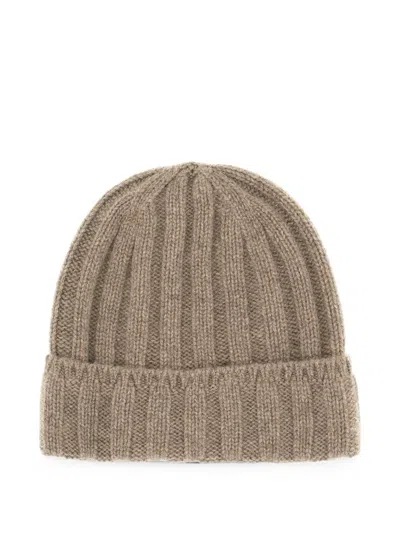 Vanisé Ribbed-knit Cashmere Beanie Hat In Brown