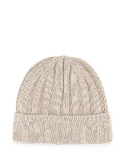 Vanisé Ribbed-knit Cashmere Beanie Hat In Neutral