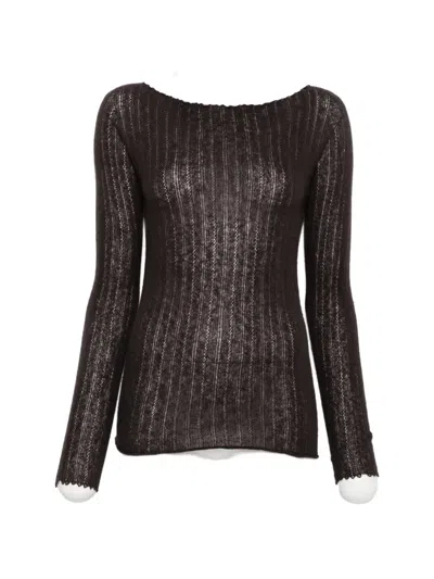 Vanisé Ribbed-knit Long-sleeve Top In Multi
