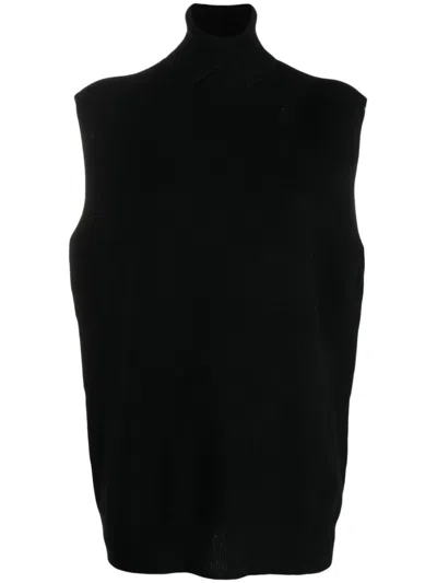Vanisé Roll-neck Sleeveless Cashmere Jumper In Black