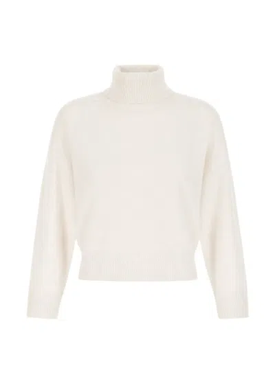 Vanisé Cropped Cashmere Sweater Turtleneck Long Sleeves In Neutral