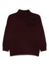 Vanisé Relaxed-fit Burgundy Sweater With Textured Floral Applique In Burgundy