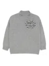 Vanisé Textured Floral Applique Knit Sweater In Gray