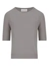 Vanisé Short-sleeve Cashmere Sweater In Gray
