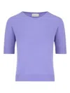 Vanisé Short-sleeve Cashmere Sweater In Purple