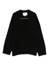 Vanisé Deep V-neck Black Sweater With Ribbed Details In Black