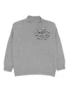 Vanisé Textured Floral Applique Knit Sweater In Gray