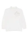 Vanisé Creamy White Sweater With Textured Floral Applique In White