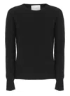 Vanisé Black Cashmere Sweater With Ribbed Trims In Black