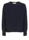 Vanisé Merino Wool Long Sleeve Crew Sweater In Blue
