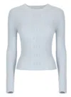 Vanisé Fitted Ribbed Knit Sweater With Long Sleeves In Blue