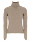 Vanisé Cashmere Turtleneck Sweater Long Sleeves Ribbed In Brown