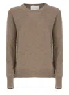 Vanisé Cashmere Sweater With Ribbed Trims In Brown