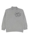 Vanisé Textured Floral Applique Knit Sweater In Gray