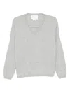 Vanisé Pearl-embellished V-neck Jumper In Gray