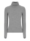 Vanisé Cashmere Turtleneck Sweater Ribbed Trims In Gray