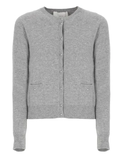 Vanisé Cashmere Cardigan With Long Sleeves And Pockets In Gray