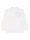Vanisé Creamy White Sweater With Textured Floral Applique In White