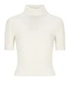 Vanisé Ribbed Turtleneck Cropped Knitwear Top In White