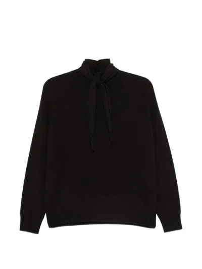 Vanisé Tie-fastening Cashmere Sweater In Black