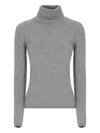 Vanisé Cashmere Turtleneck Sweater Ribbed Trims In Gray