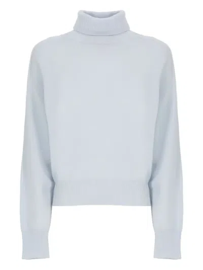 Vanisé Long Sleeve Ribbed Turtleneck Sweater For Women In Blue