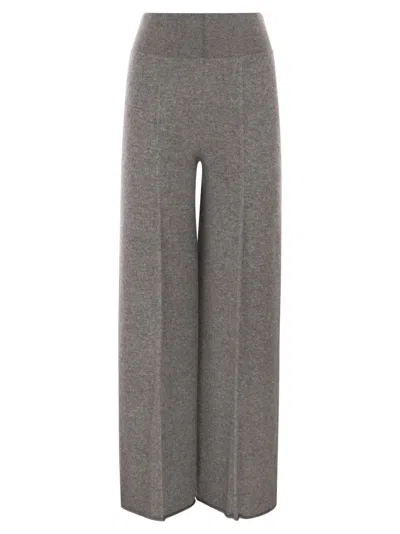Vanisé Cashmere Wide-leg Trousers In Gray