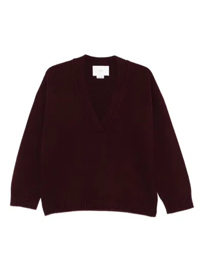 Vanisé V-neck Long-sleeve Sweater In Red