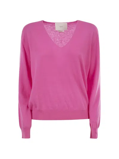 Vanisé V-neck Cashmere Sweater In Pink