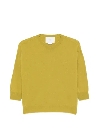 Vanisé V-neck Three-quarter-sleeve Sweater In Green