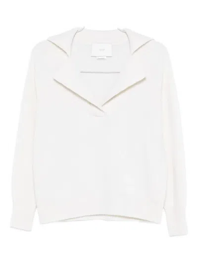 Vanisé Wide-collar Ribbed Sweater In White