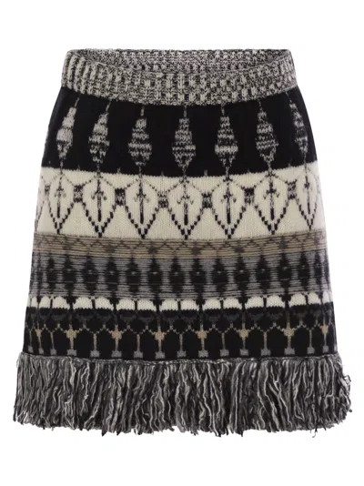 VANISÉ VANISÉ WOOL AND CASHMERE BLEND JACQUARD SKIRT