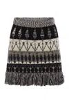 Vanisé Wool And Cashmere Blend Jacquard Skirt In Black/butter