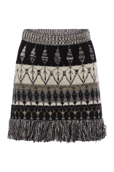 VANISÉ VANISÉ WOOL AND CASHMERE BLEND JACQUARD SKIRT