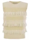 Vanisé Wool And Cashmere Blend Sleeveless Jumper In Butter
