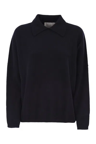 Vanisé Cashmere Polo Top In Black