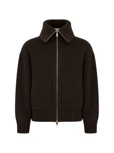 Vanisé Zip-up Cardigan In Brown