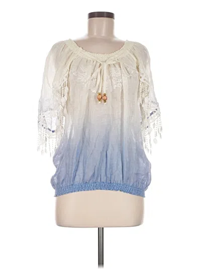 Pre-owned Vanita Rosa 3/4 Sleeve Blouse In Blue