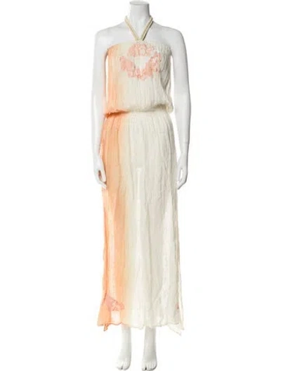 Pre-owned Vanita Rosa Linen Long Dress In Neutral