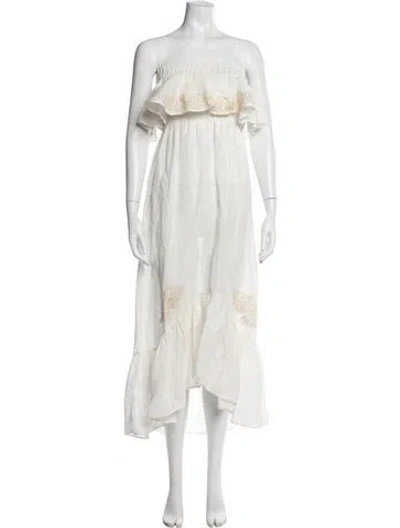 Pre-owned Vanita Rosa Linen Midi Length Dress In Neutrals