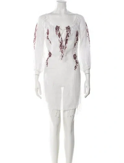 Pre-owned Vanita Rosa Linen Mini Dress In White