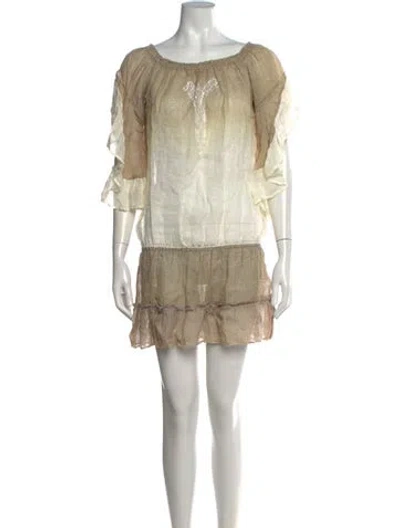 Pre-owned Vanita Rosa Linen Mini Dress In Yellow