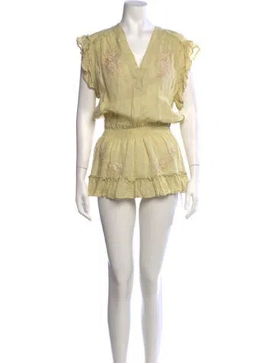 Pre-owned Vanita Rosa Linen Mini Dress In Yellow