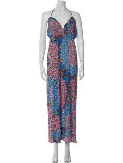 Pre-owned Vanita Rosa Printed Long Dress In Multi