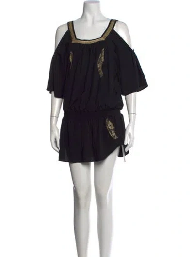 Pre-owned Vanita Rosa Square Neckline Mini Dress In Black