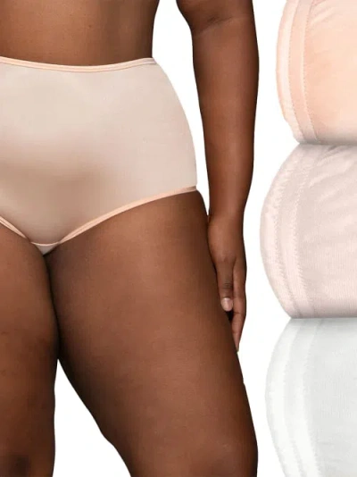 Vanity Fair Classic Ravissant Full Brief 3-pack In Peach,blush,white