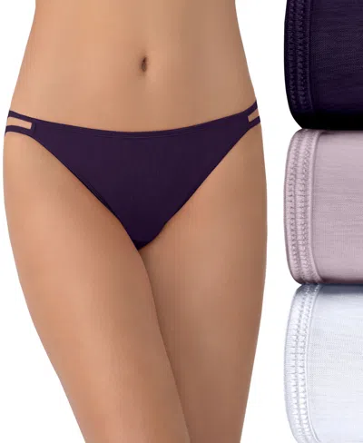 Vanity Fair Lingerie Vanity Fair 3 Pack Illumination String Bikini Panty In Sangria,earthy Grey,star White