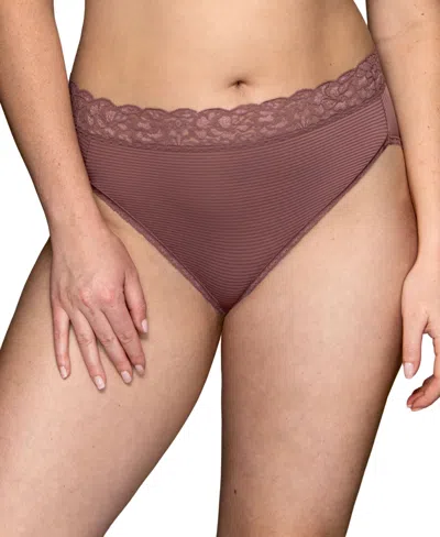 Vanity Fair Lingerie Vanity Fair Women's Flattering Lace Hi-cut Panty Underwear 13280, Extended Sizes Available In Plum Gorgeous Stripe